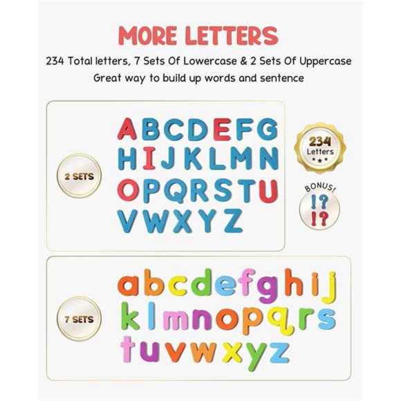 Classroom Magnetic Alphabet Letters Kit 234 Pcs with Double - Side Magnet Board - Picture 2 of 6